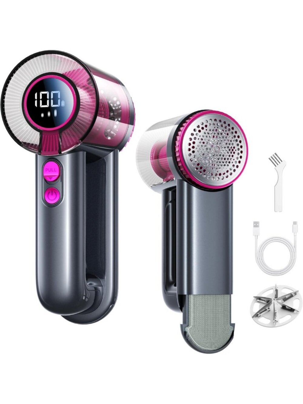 2-in-1 Rechargeable Fabric Shaver & Lint Remover, Powerful 1800mAh Battery